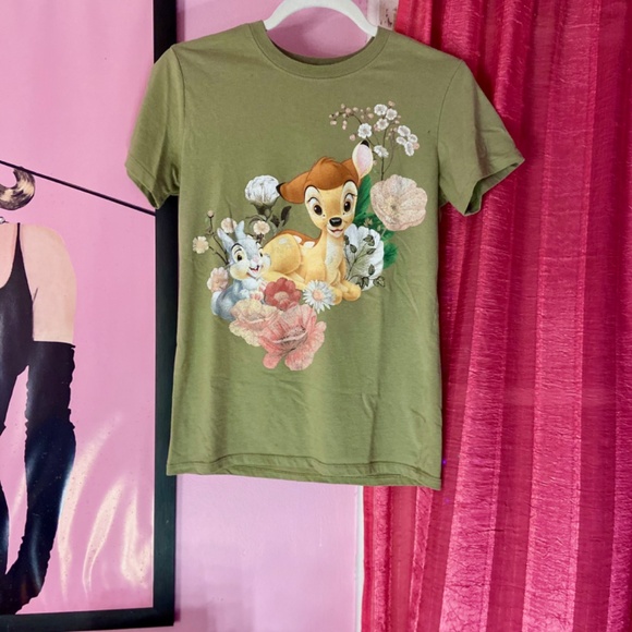 Walt Disney’s Bambi 🦌  T-Shirt Casual Graphic Olive Green Tee Women’s Small - Picture 4 of 4